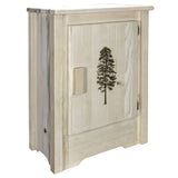 Montana Woodworks Homestead Collection Accent Cabinet With Laser Engraved Pine Design, Right Hinged, Clear Lacquer Finish