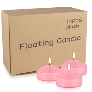 12-Pack 3 Inch Pink Floating Candles - Romantic Decor for Valentine's Day