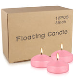 12-Pack 3 Inch Pink Floating Candles - Romantic Decor for Valentine's Day