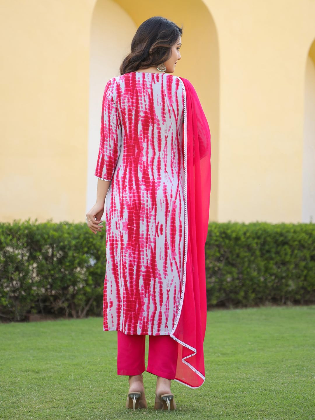 Gosriki Women'S Rayon Blend Printed Straight Kurta With Pant & Dupatta (Kirkatu Pink-Gs_M_Pink_Medium),Pink,,B0CYGWLRWB