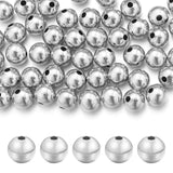Chuyau 50pcs 6mm Platinum Filled Spacer Beads for Jewelry Making Seamless Smooth Metal Brass Beads for DIY Bracelets Necklace Ea