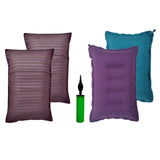 Rav Pack Of 2 | MultiColor Cotton Travel Pillow With Air Pump & Cover | Lightweight & Compact Neck Support For Train, Bus, Flig