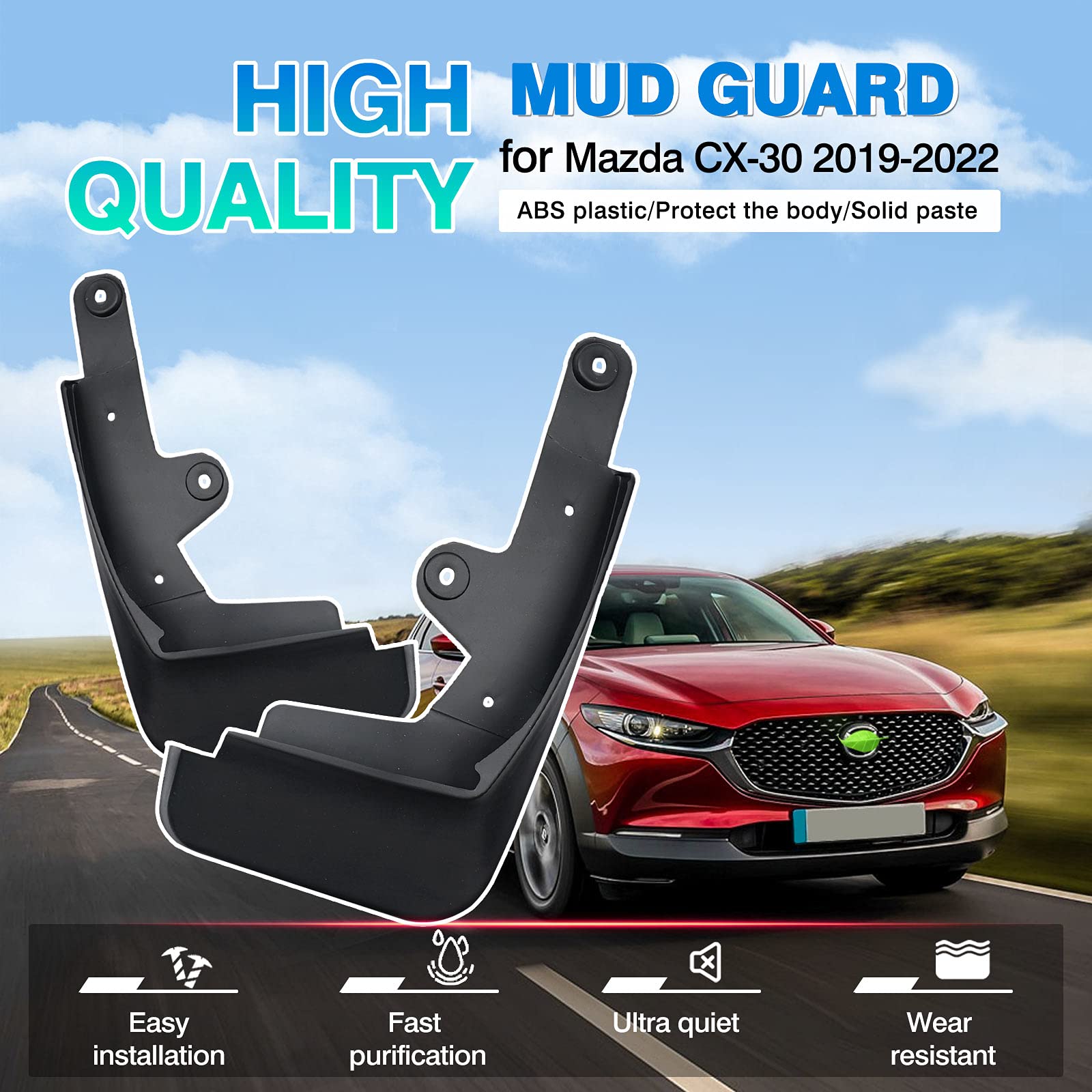 Autorder Mud Flpas Splash Guards for Mazda CX-30 CX30 2020 2021 2022 2023 2024 Accessories Mudflap Fender Flares Front and Rear
