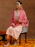 Libas Women'S Silk Blend Kurta Sets (Gs923_Peach Peach L