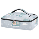 Insulated Casserole Carrier Bag Cute Cartoon Snowfall Croc Light Grey