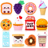 Watersay 12 Pcs Food 3D Silicone Focal Beads for Pens Food Character Beads Bulk Funny Hamburger Popcorn Ice Cream Donuts Milk fo