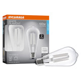 Sylvania ST19 Clear LED White Filament Bulb, 13W, Dimmable, 1500 LMS, Medium Base, 5000K, Daylight - 2 Pack (42251)