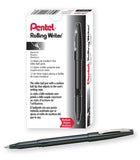 Pentel Rolling Writer Pen, 0.8 Millimeter Cushion Ball Tip, Black Ink, 12 pens (R100A)