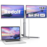 Redalf 15.6 FHD Portable Triple Monitor for Laptop, IPS Ultra-Thin Zero Frame, Compatible with Mac, Windows, Chrome, Fits All Si