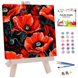 JUJUHOOD Red Poppy Paint by Numbers Kit for Adults Beginner & Kids Ages 8-12, Easy Flower Paint by Number Without Easel, Simple 