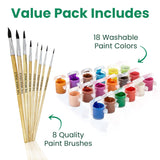 Kids Painting Set, Washable Paint for Kids 18 Paint Pots, 6 Paintbrushes Ultiamte Washable Painting Set for Kids Art, Crafts