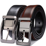 Belts For Men Reversible Leather 1.25 Waist Strap Fashion Dress Buckle Beltox (Rectangle Rotated Buckle With Burnt Umber/Black B