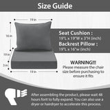 WEOAVRY Outdoor Seat Cushion Set 19x19 Inch Waterproof & Fade Resistant Cushions for Patio Furniture, Removable Cover Deep Seat