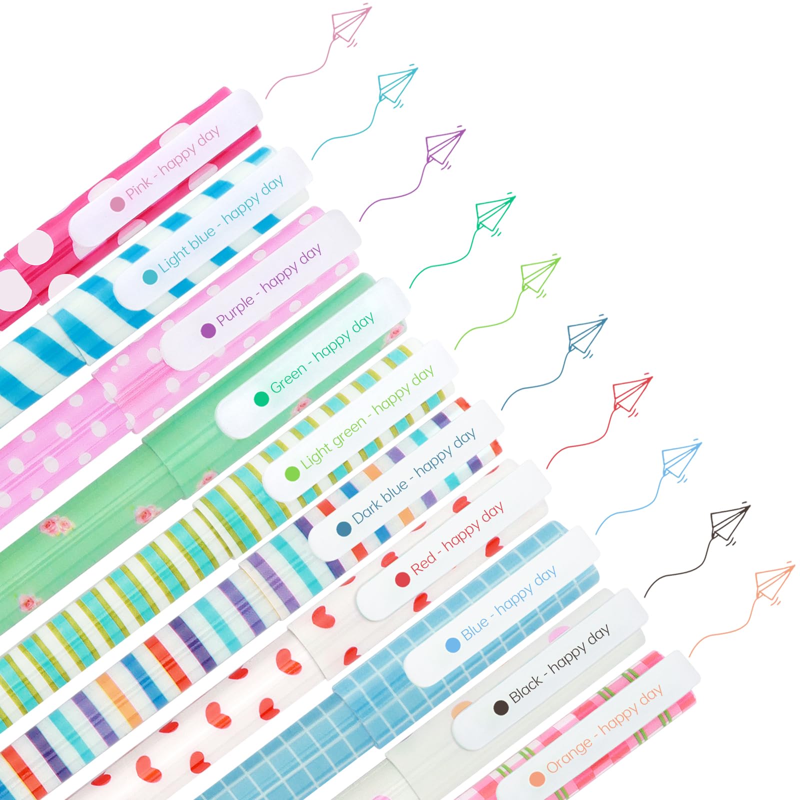 Doxishruky 10 Colored Pens, Cute Pens For Girls, 10 Pcs Kawaii Pens Roller Ball Fine Point Pen Set For Kids Girls Children Stude