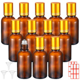 Sumind 12 Pcs 30ml Roller Glass Bottle Essential Oil with Stainless Steel Refillable Sample Container Brown Empty Roller Bottle 