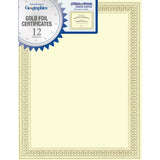 Geographics Foil Certificates, 81/2 x 11, Gold Flourish, Pack Of 12