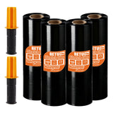 Black Stretch Film Shrink Wrap for Moving Supplies (15inch, 4 Pack) x 1000ft, Industrial Strength Plastic Wrap Stretch Roll for 