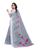 Satrani Womens Cotton Blend Saree (1805S321_Grey)