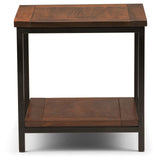 Simplihome Skyler Solid Mango Wood And Metal 22 Inch Wide Square End Table Industrial End Side Table In Dark Cognac Brown With S