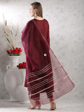 Gosriki Women'S Rayon Blend Anarkali Solid Kurta With Pant & Dupatta (Jaynti Wine-Vks04-Gs_L_Wine_Large),Wine,,B0DJWGNCPJ