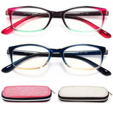 EYEURL Reading Glasses for Women, 2 Pack Blue Light Blocking Readers Lightweight Filter UV Ray/Glare Anti Eyestrain 1.5