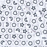 Yiizzxin 200Pcs Round White Acrylic Moon Star Heart Flower Beads for Bracelets,4x7mm Flat Star Bead for Jewelry Making DIY Neckl