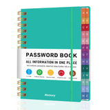 Spiral Password Book with Alphabetical Tabs - 5.8 X 8.2 Small Password Keeper Book with Inner Pocket for Seniors , Large Print, 
