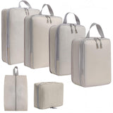 Zoomella 6 Pieces Compression Packing Cubes Laundry Bags For Holidays Outdoor Camping Beige|Storage Bags|Home & Garden