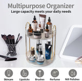 Asayuee 360 Rotating Makeup Organizer,2 Tier Large Capacity Make Up Storage Organizers , Bathroom Cosmetics Storage Organizer (Clear-2 Tier)