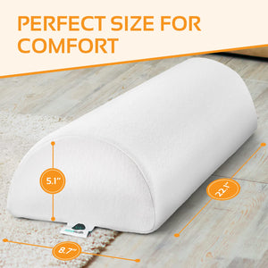 AllSett Health Large Half Moon Bolster Pillow for Legs, Knees, Lower Back and Head, Lumbar Support Pillow for Bed, Sleeping | Se