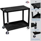 Luxor Ec21-B Cart With 1 Tub Shelf With 1 Flat Shelf, 18'' X 32'', Black