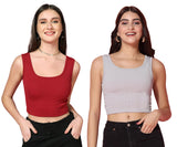 Toplot Women'S Combo Solid Ribbed Scoop Neck Sleeveless Slim Fit Tank Top Pack Of 2 (Combo-5069-Gry-Mrn-S),Grey-Maroon,,B0CG5JCHF6