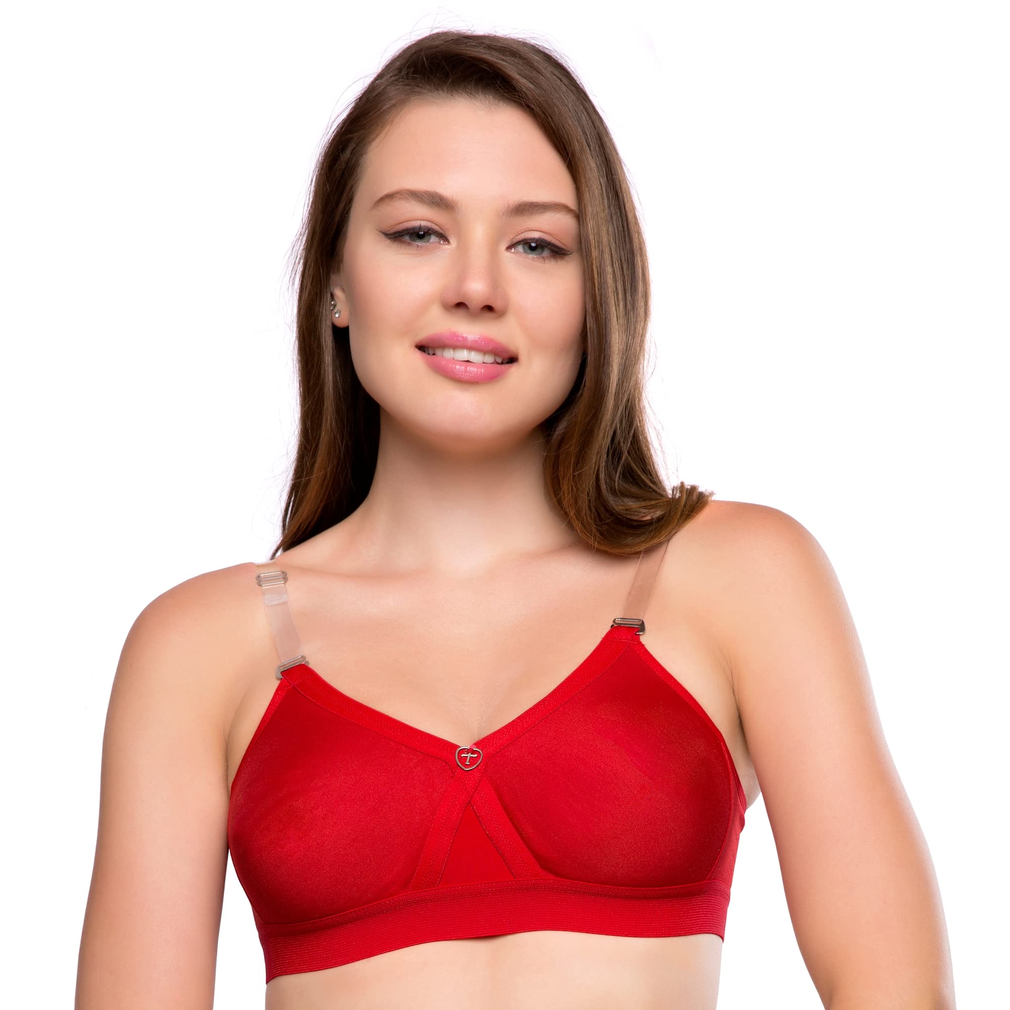 Trylo Alpa Strapless Women'S Bra Hoisery Cotton D-Cup Red 42,Red,42,B07YV4GBW4