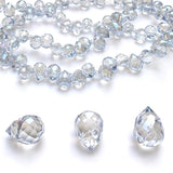Chengmu 8mm Light Blue Grey Strawberry Glass Beads for Jewelry Making, Faceted Teardrop Crytal Prism Spacer Beads for Pendants B