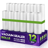 CAREGY Food Vacuum Sealer Rolls Bags 12 Pack 6 Rolls 8 x 20 and 6 Rolls 11x 20 Commercial Grade BPA Free Bag Rolls Embosse
