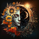 Sun and Moon Diamond Art Kits for Adults, Round Full Drill Diamond Painting Kits for Beginners Gem Art Painting Kits, DIY 5D Dia
