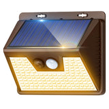 Solar Lights Outdoor 1 Pack, 140LED/3 Modes Motion Sensor Lights Solar Powered, Wireless IP65 Waterproof Outdoor Wall Lights, Br