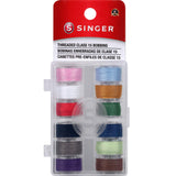 SINGER 21495 Class 15 Threaded Bobbins, Transparent, Assorted Colors, 12Count,
