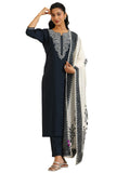 Libas Women'S Silk Blend Kurta Sets (400559_Dark Grey_S)