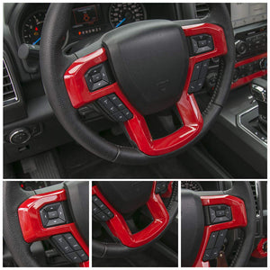 Voodonala Red Steering Wheel Cover Trim for 2015 2016 2017 Ford F150 F250 F350 Super Duty