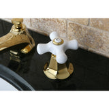 Kingston Brass Ks4462Px Metropolitan Widespread Lavatory Faucet With Porcelain Cross Handle, Polished Brass