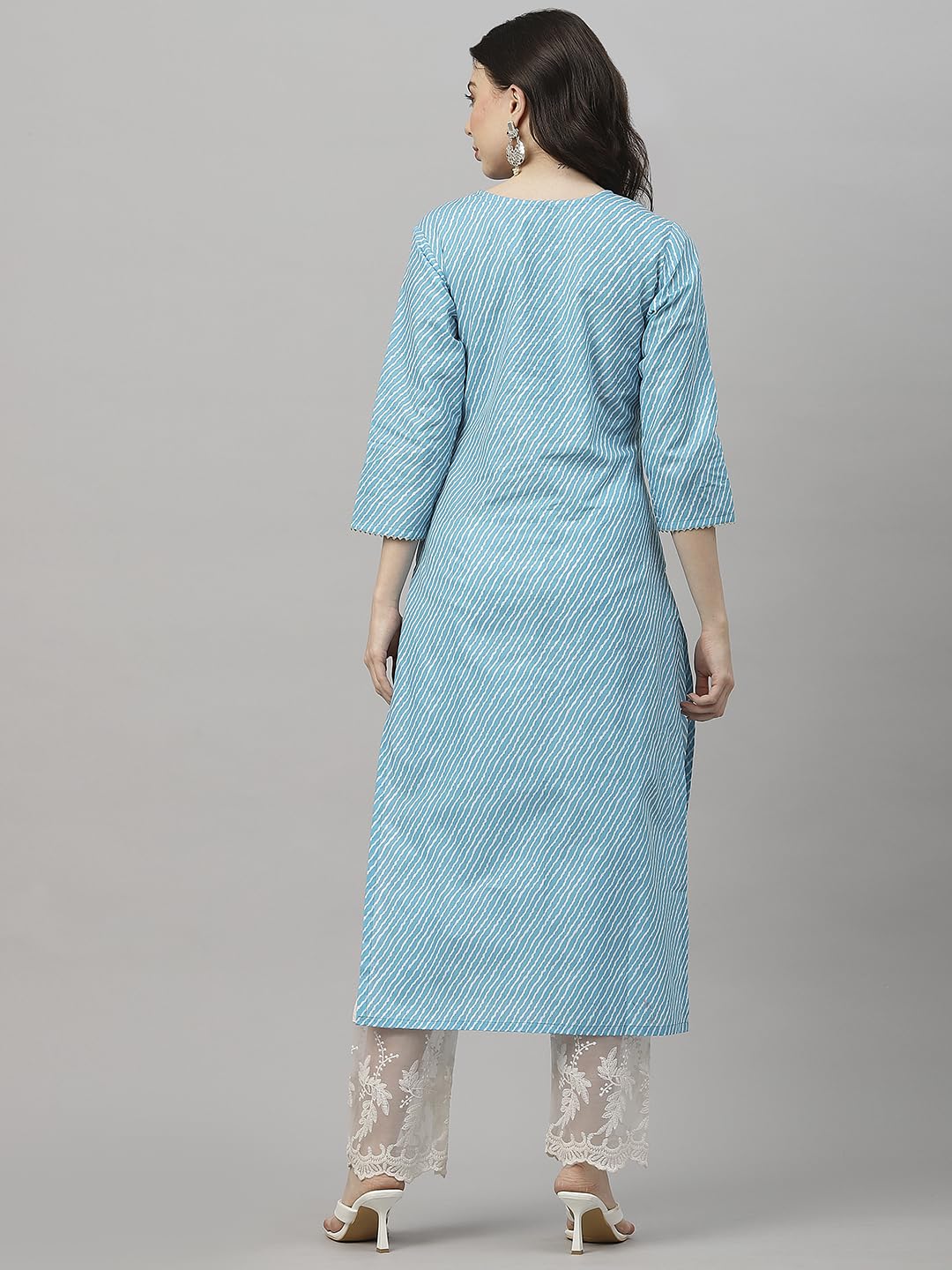Gosriki Women'S Cotton Blend Embroidered Straight Kurta (Gaja Blue-Gs_M_Purple_Medium),Sky Blue,,B0CQHC6ZF3