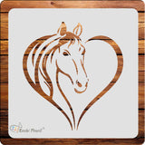 Kachi Pencil Horse in Heart Shape Stencils for Art, Craft and Painting, Size 6 x 6 inch Reusable Stencil for Painting, Fabric, G