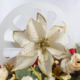 Amajoy 12pcs Glitter Poinsettia Christmas Tree Ornament Artificial Wedding Christmas Flowers Xmas Tree Wreaths Decor Ornament, 5