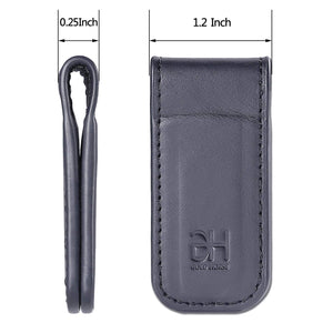 GH GOLD HORSE Slim Magnetic Money Clip Genuine Leather Business Card Holder for Men (Grey)