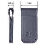 GH GOLD HORSE Slim Magnetic Money Clip Genuine Leather Business Card Holder for Men (Grey)