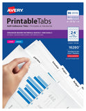 Avery Printable SelfAdhesive Plastic Tabs, 11/4, Repositionable Adhesive, White, Pack of 96 (16280)