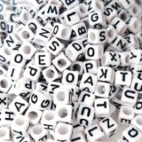 800 Pieces 6x6mm White Cube Acrylic Alphabet Letter Beads A-Z Mixed Plastic Shape Loose DIY Beads for Jewelry Making Bracelets N