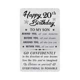MOQIYXL Happy 20th Birthday Card for Son, 20 Year Old Gifts for Son Engraved Wallet Card