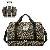 Palay Travel Bag Oxford Cloth Leopard Print Gym Bags With Shoe Compartment Large Capacity Waterproof Yoga Sports Bag Adjustable 